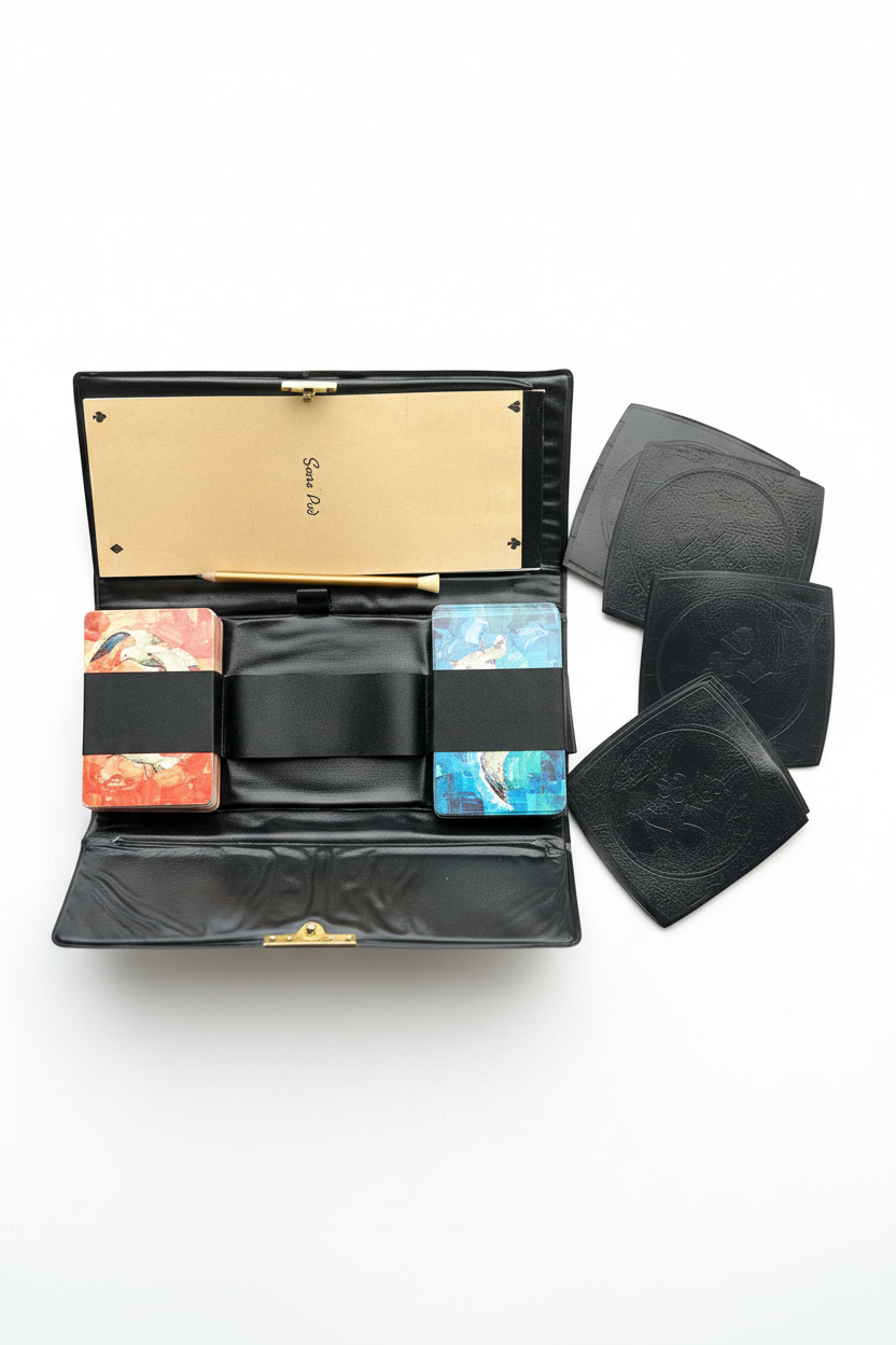 Vintage J.S. NY Hong Kong Double Deck Playing Card Set with Score Pad & Card Holders