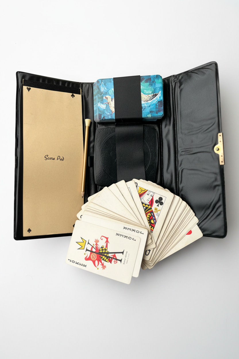 Vintage J.S. NY Hong Kong Double Deck Playing Card Set with Score Pad & Card Holders